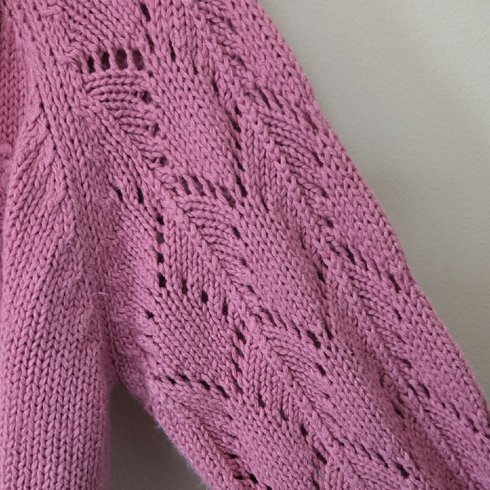 Vintage Bonnie Evans Cardigan Sz Large. Pink Mauve Rose Sweet Feminine Romantic - Picture 2 of 9